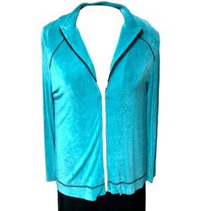 CITIKNITS Zip‎ Slinky Knit Jacket Women's S Blue Non-Wrinkle Lightweight Retired